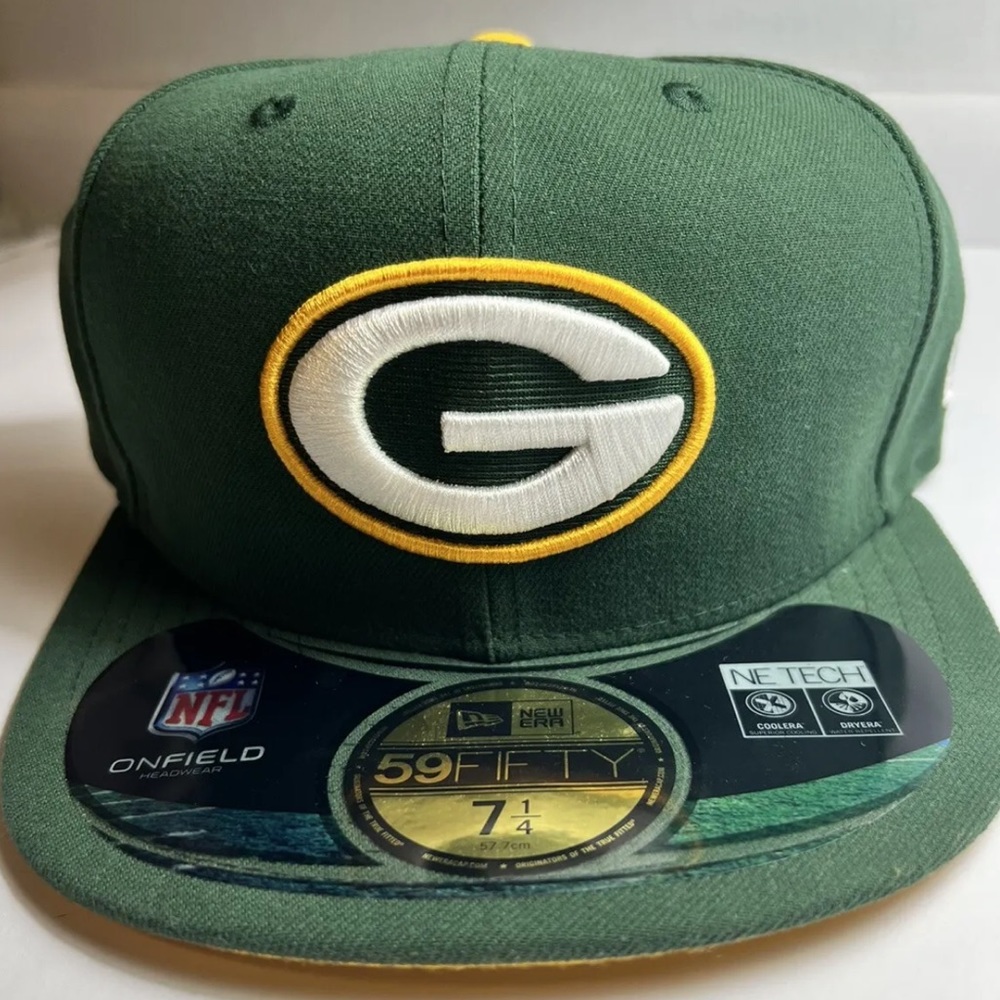 🔥New Era 59Fifty Men's Cap NFL Green Bay Packers Green YellowSideline 5950 Hat